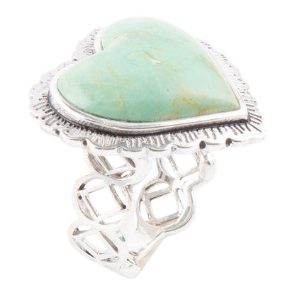 Green Turquoise Heart and Sterling Silver Ring Barse Jewelry