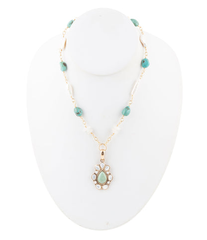 Green Turquoise Pearl Drop Necklace Barse Jewelry
