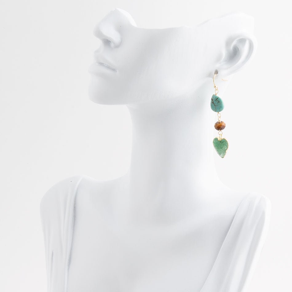 Grotto Green Agate Colorful Golden Drop Earrings Barse Jewelry