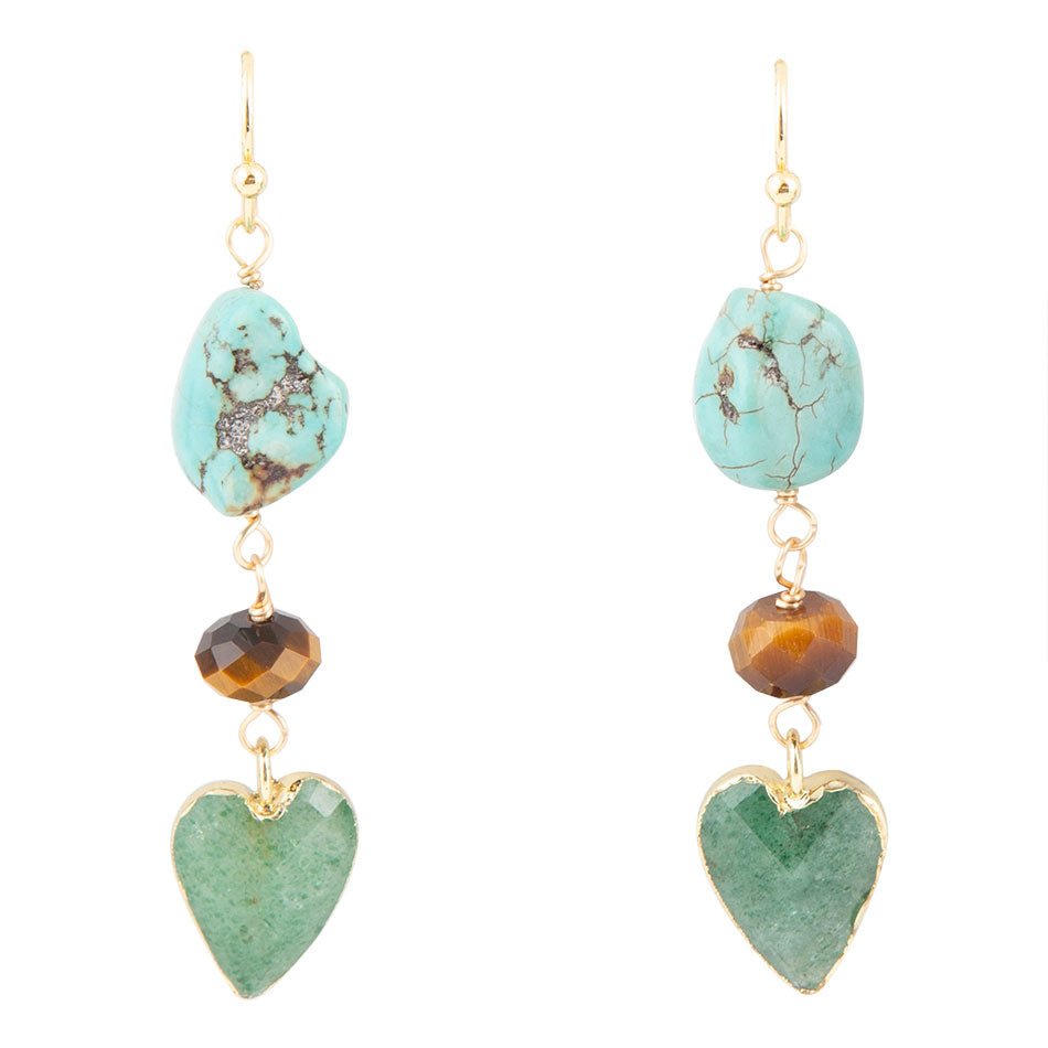 Grotto Green Agate Colorful Golden Drop Earrings Barse Jewelry