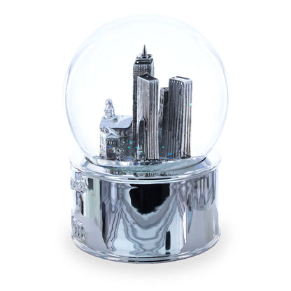 Boston Cityscape Silver Base Glass Water Snow Globe