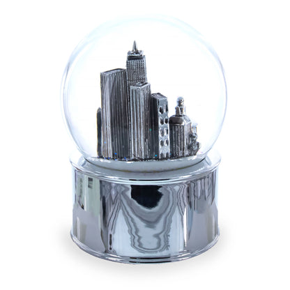 Boston Cityscape Silver Base Glass Water Snow Globe