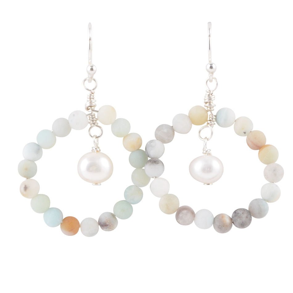 Halo Earring-Amazonite and Pearl Barse Jewelry