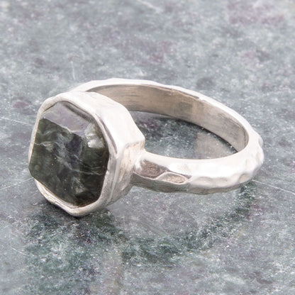 Hammered Green Seraphinite Sterling Silver Ring Barse Jewelry