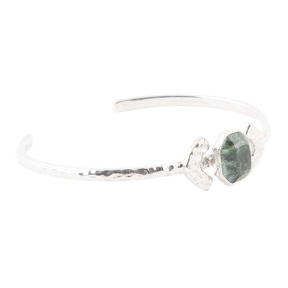 Hammered Green Seraphinite and Sterling Silver Cuff Bracelet Barse Jewelry