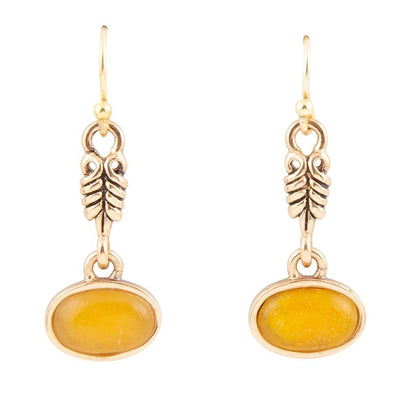 Harmony Orange Quartz Golden Drop Earrings Barse Jewelry