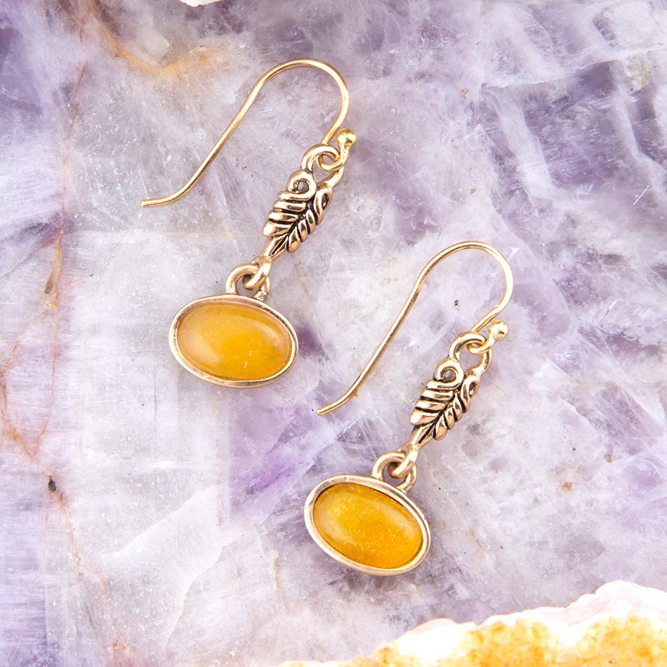 Harmony Orange Quartz Golden Drop Earrings Barse Jewelry