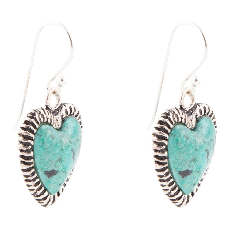 Heart Blue Chrysocolla Sterling Silver Drop Earrings Barse Jewelry