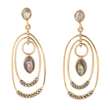 Henle Green Abalone Chandelier Golden Drop Earrings Barse Jewelry