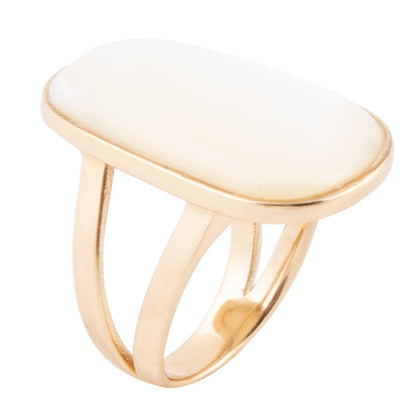 High Class White Mother of Pearl Golden Ring Barse Jewelry