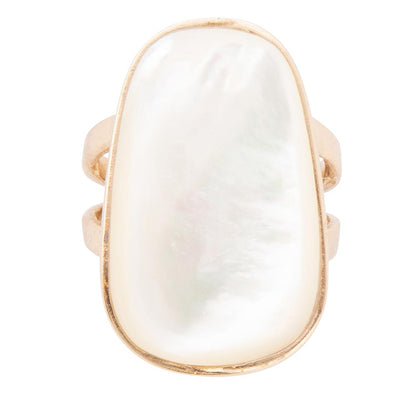 High Class White Mother of Pearl Golden Ring Barse Jewelry