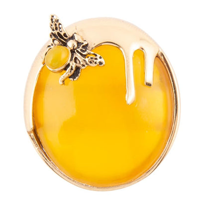 Honey Bee Yellow Agate Golden Ring Barse Jewelry