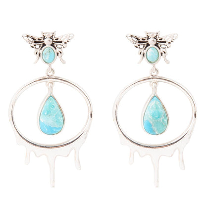 Honey Blue Turquoise Sterling Silver Drop Earrings Barse Jewelry