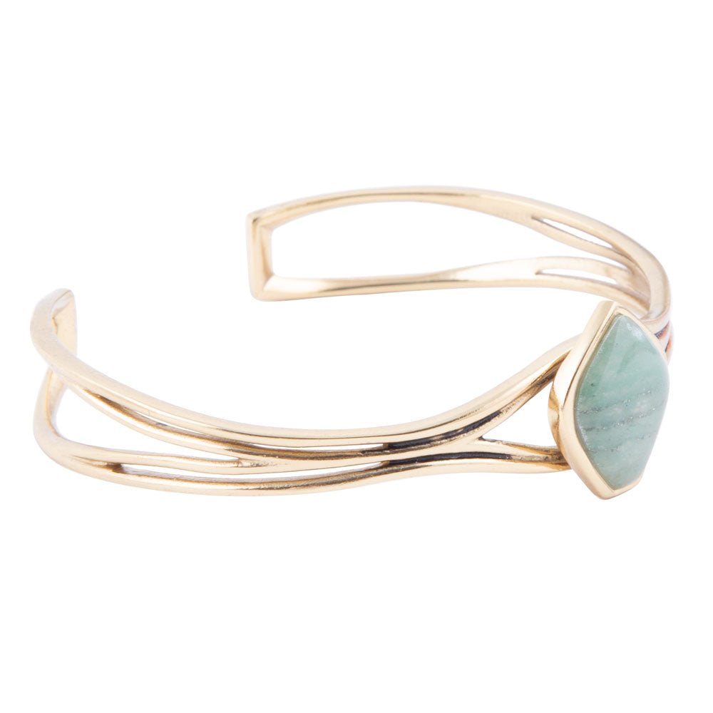 Hush Green Aventurine and Golden Cuff Bracelet Barse Jewelry