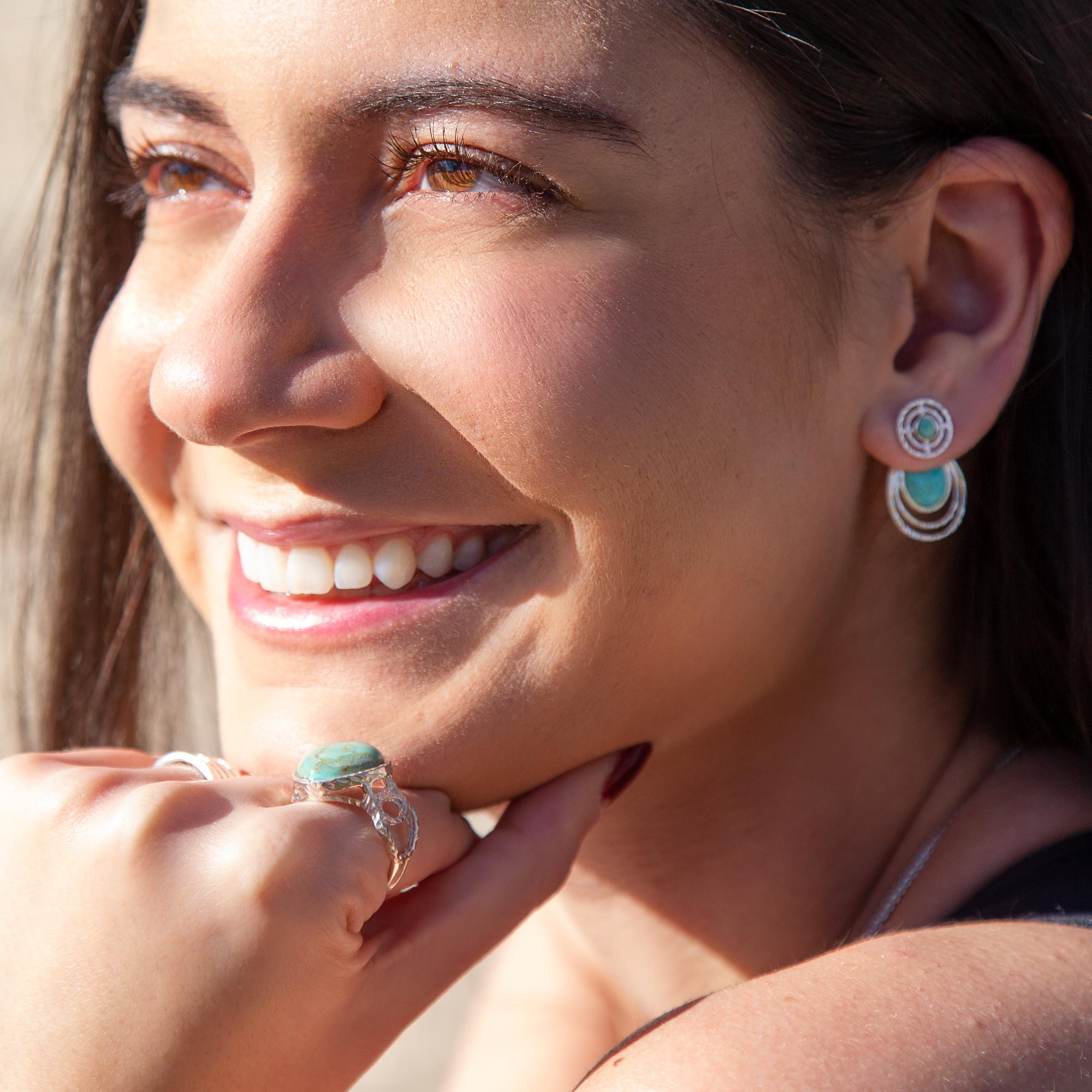Hypnosis Turquoise and Sterling Silver Earrings Barse Jewelry