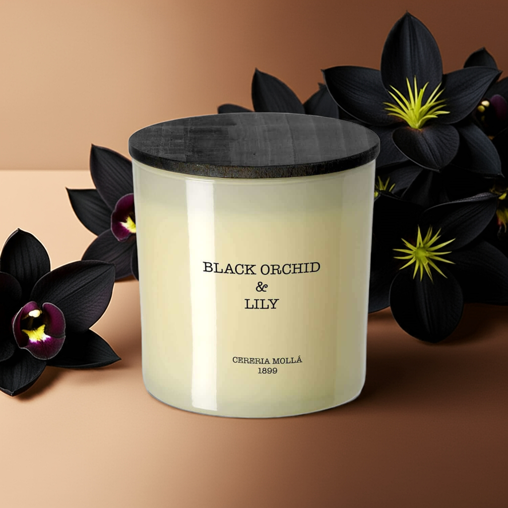Cereria Molla - Black Orchid & Lily Ivory 3 wick XL Candle - 21 oz / 600 g - Coastous