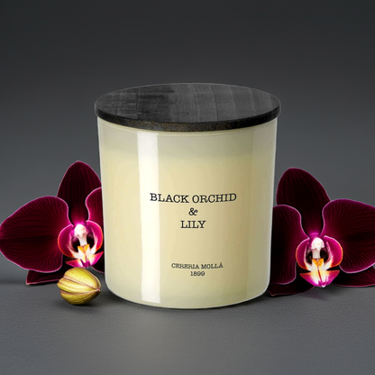 Cereria Molla - Black Orchid & Lily Ivory 3 wick XL Candle - 21 oz / 600 g - Coastous