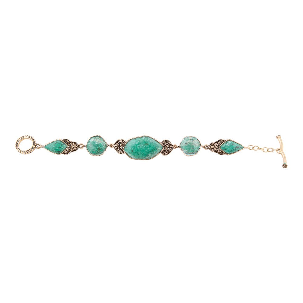 Ikkat Green Chrysocolla Golden Link Bracelet Barse Jewelry