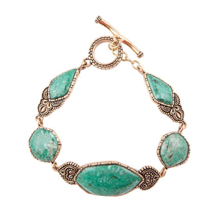 Ikkat Green Chrysocolla Golden Link Bracelet Barse Jewelry