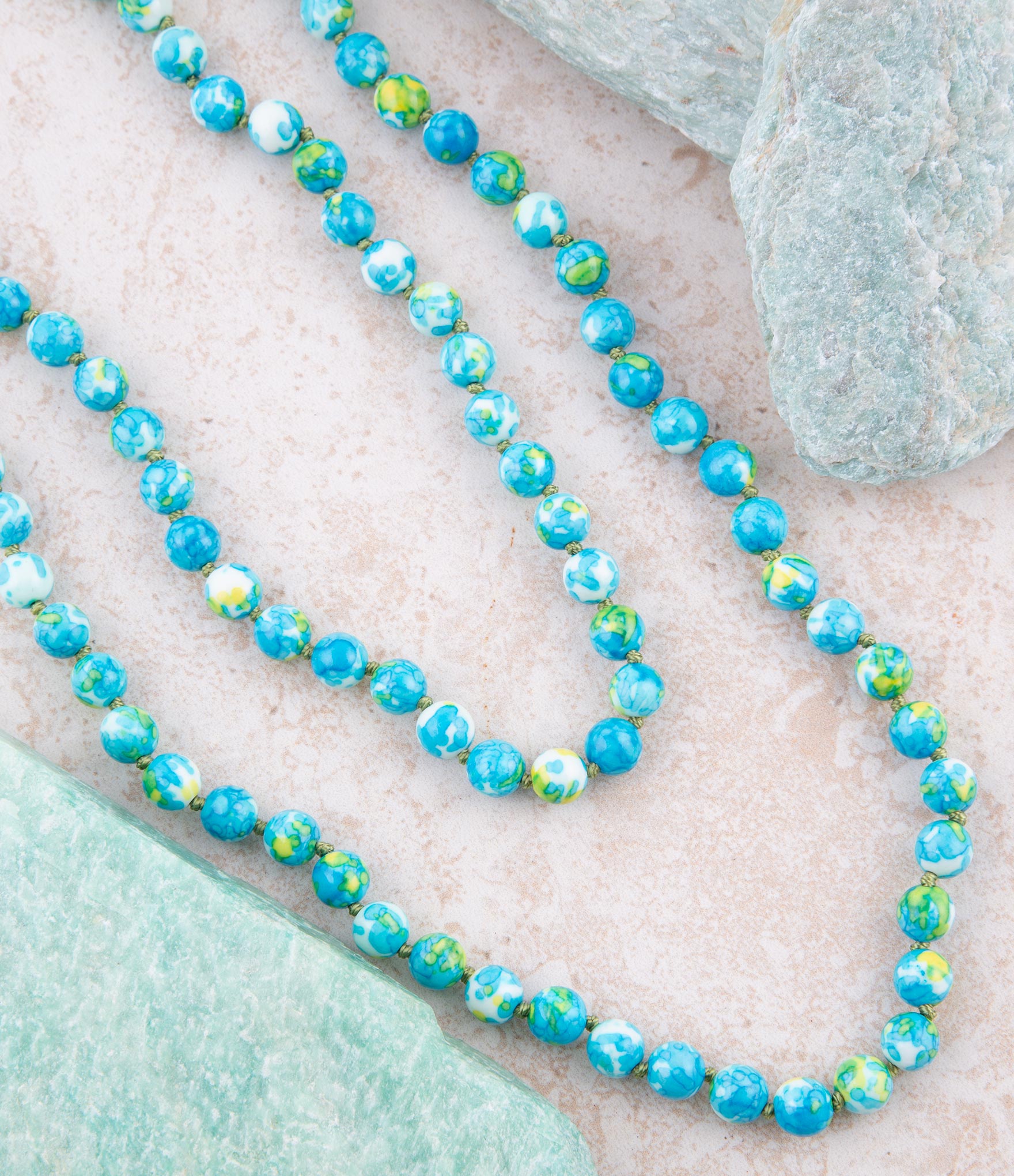 Immeasurable Ocean jade Blue Knotted Necklace Barse Jewelry