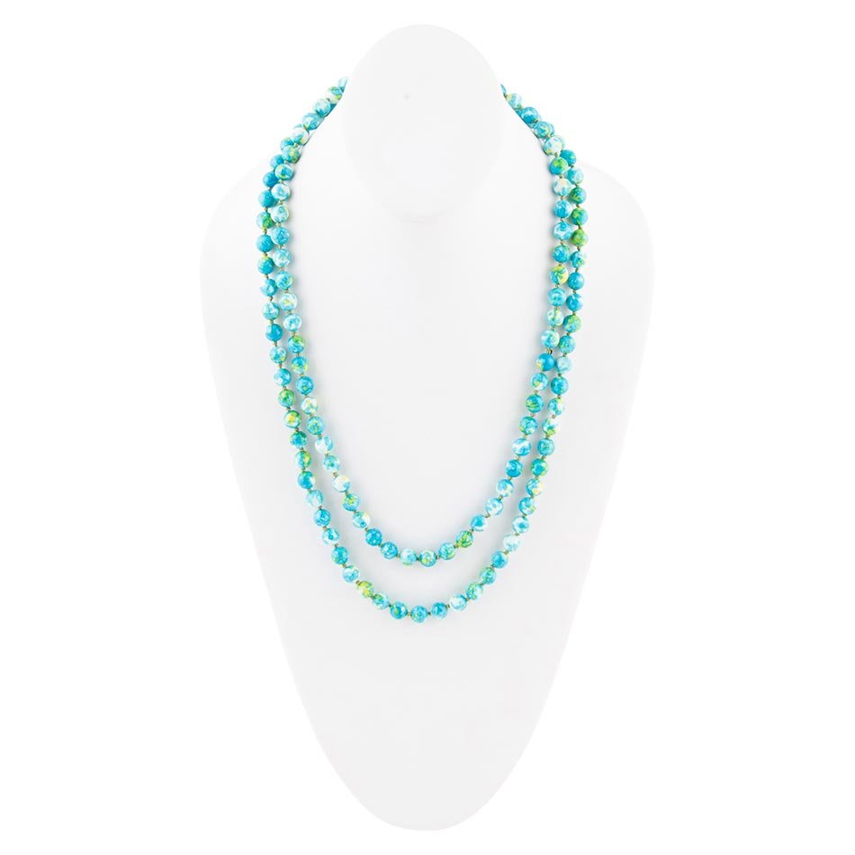 Immeasurable Ocean jade Blue Knotted Necklace Barse Jewelry