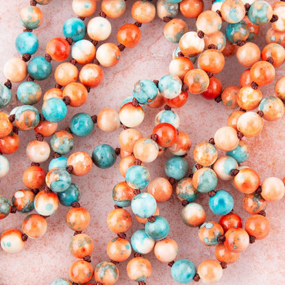 Immeasurable Orange and Blue Ocean Jade Necklace Barse Jewelry