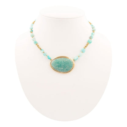 Impressions of Blue Amazonite Freeform Necklace Barse Jewelry