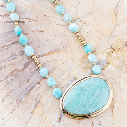 Impressions of Blue Amazonite Freeform Necklace Barse Jewelry