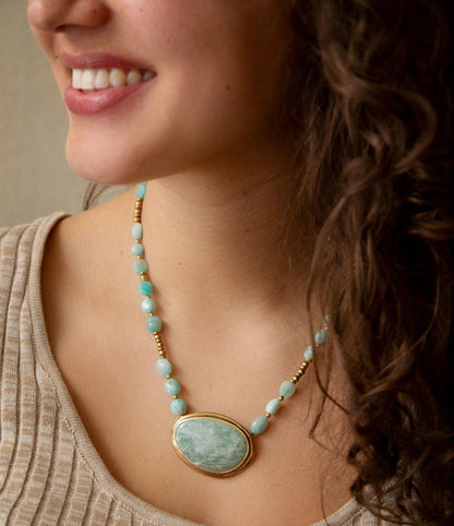 Impressions of Blue Amazonite Freeform Necklace Barse Jewelry