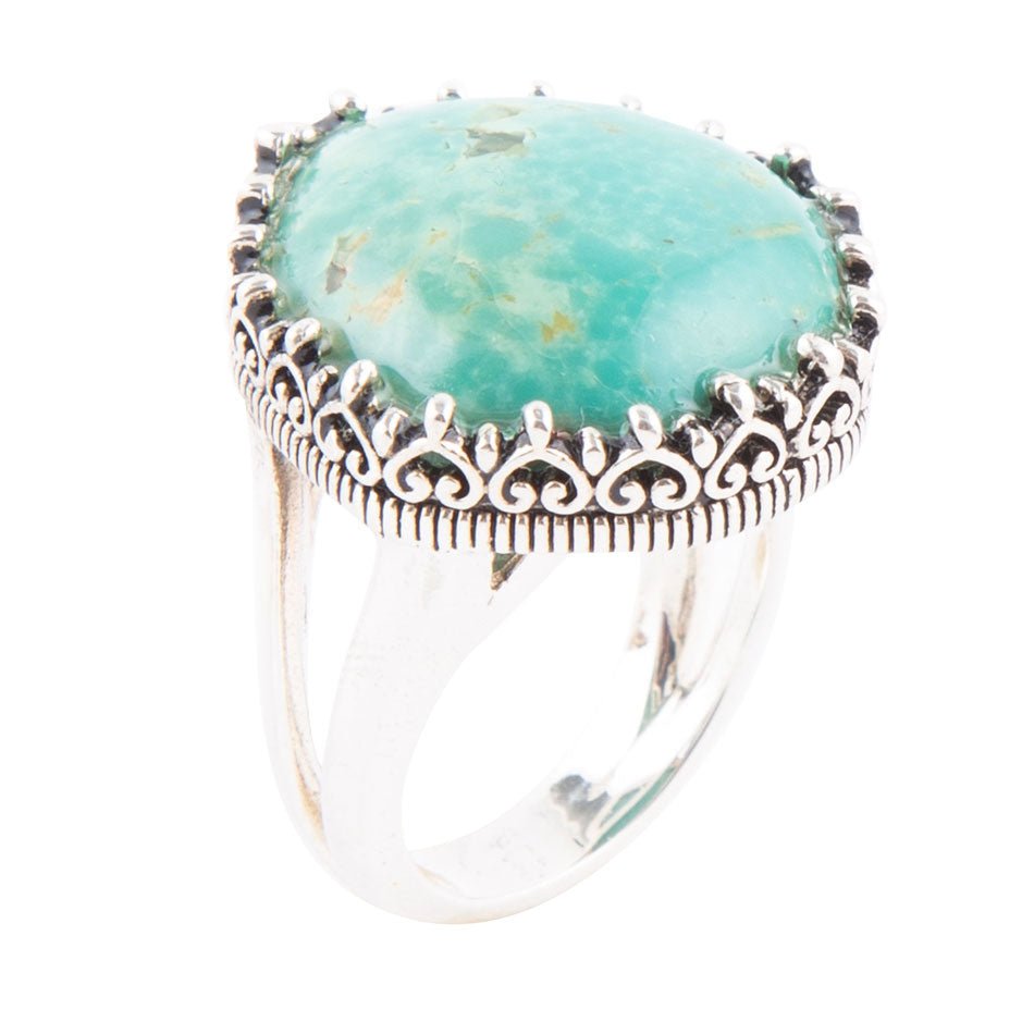 Intricate Green Turquoise and Sterling Silver Ring Barse Jewelry