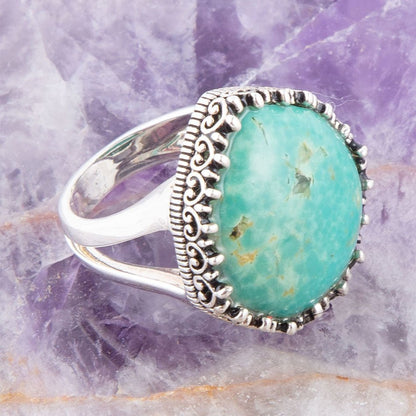Intricate Green Turquoise and Sterling Silver Ring Barse Jewelry