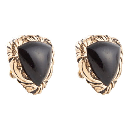 Jacquard Black Onyx Golden Earrings Barse Jewelry