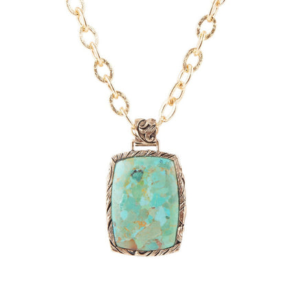 Jacquard Blue Turquoise Golden Pendant Necklace Barse Jewelry
