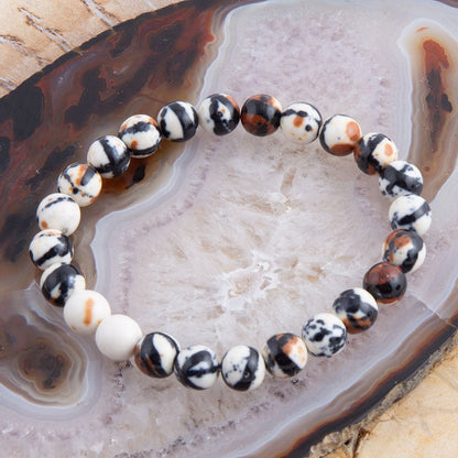 Agate Black and White Stretch Bracelet Barse Jewelry