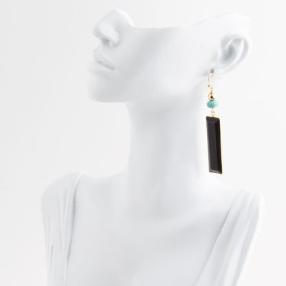 Jett Black Onyx Linear Golden Drop Earrings Barse Jewelry