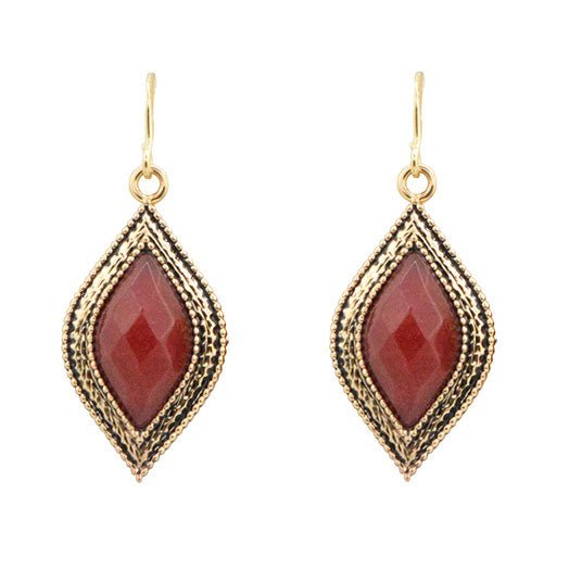 Julia Faceted Red Raspberry Quartz and Golden Drop Earrings Barse Jewelry