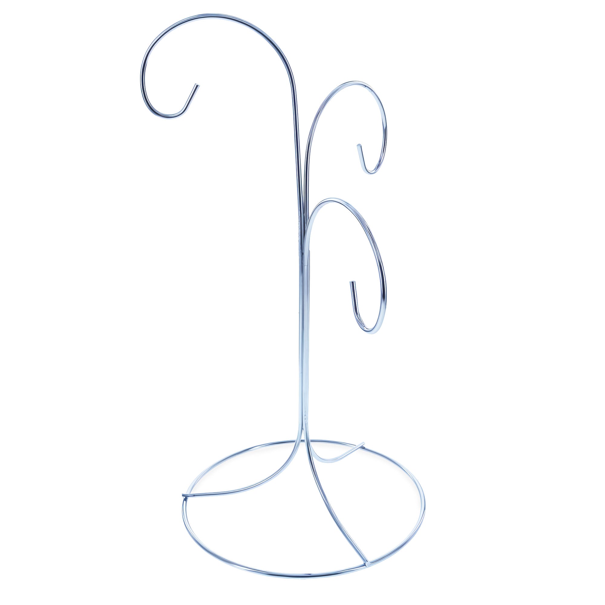 3-Arm 3-Tier Silver Metal Ornament Stand Display 10.75 Inches (Taiwan)