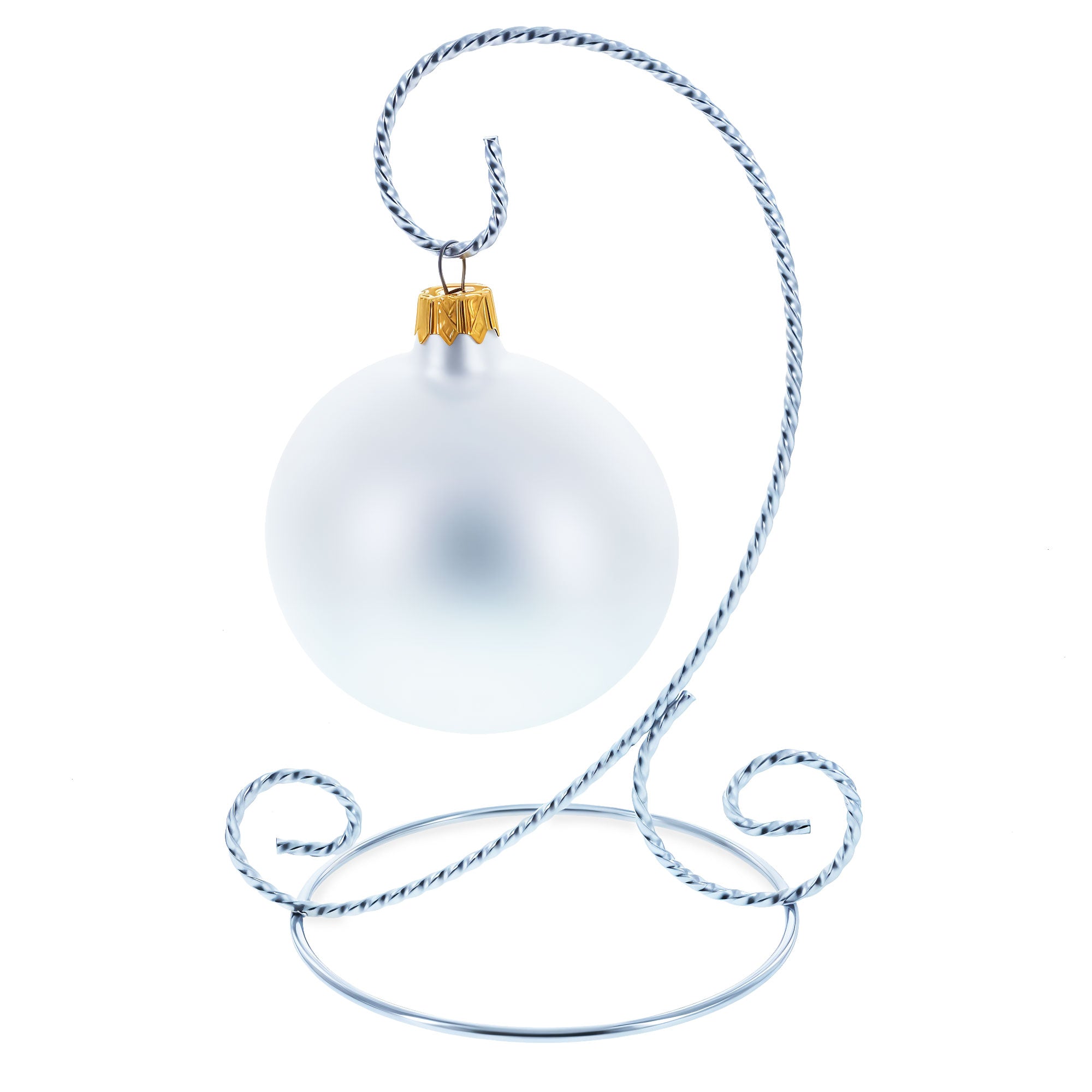 Twisted Wire Silver Metal Ornament Stand Display 7.2 Inches (Taiwan)