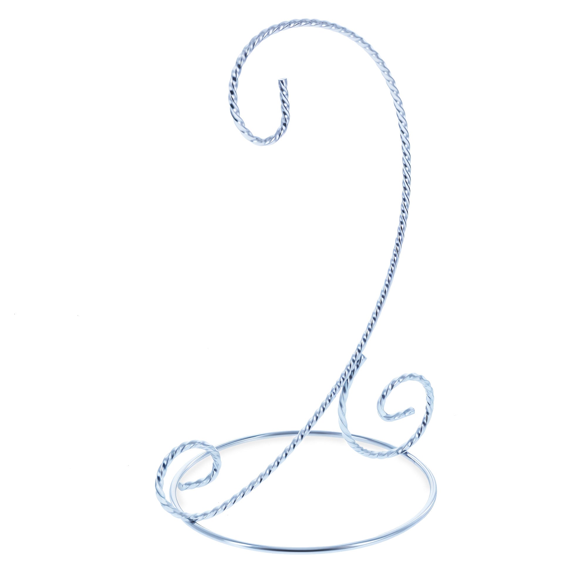 Twisted Wire Silver Metal Ornament Stand Display 7.2 Inches (Taiwan)