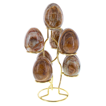 7-Ring 3-Tier Gold Wire Metal Sphere Crystals Egg Stand Holder Display 7.4 Inches (Taiwan)