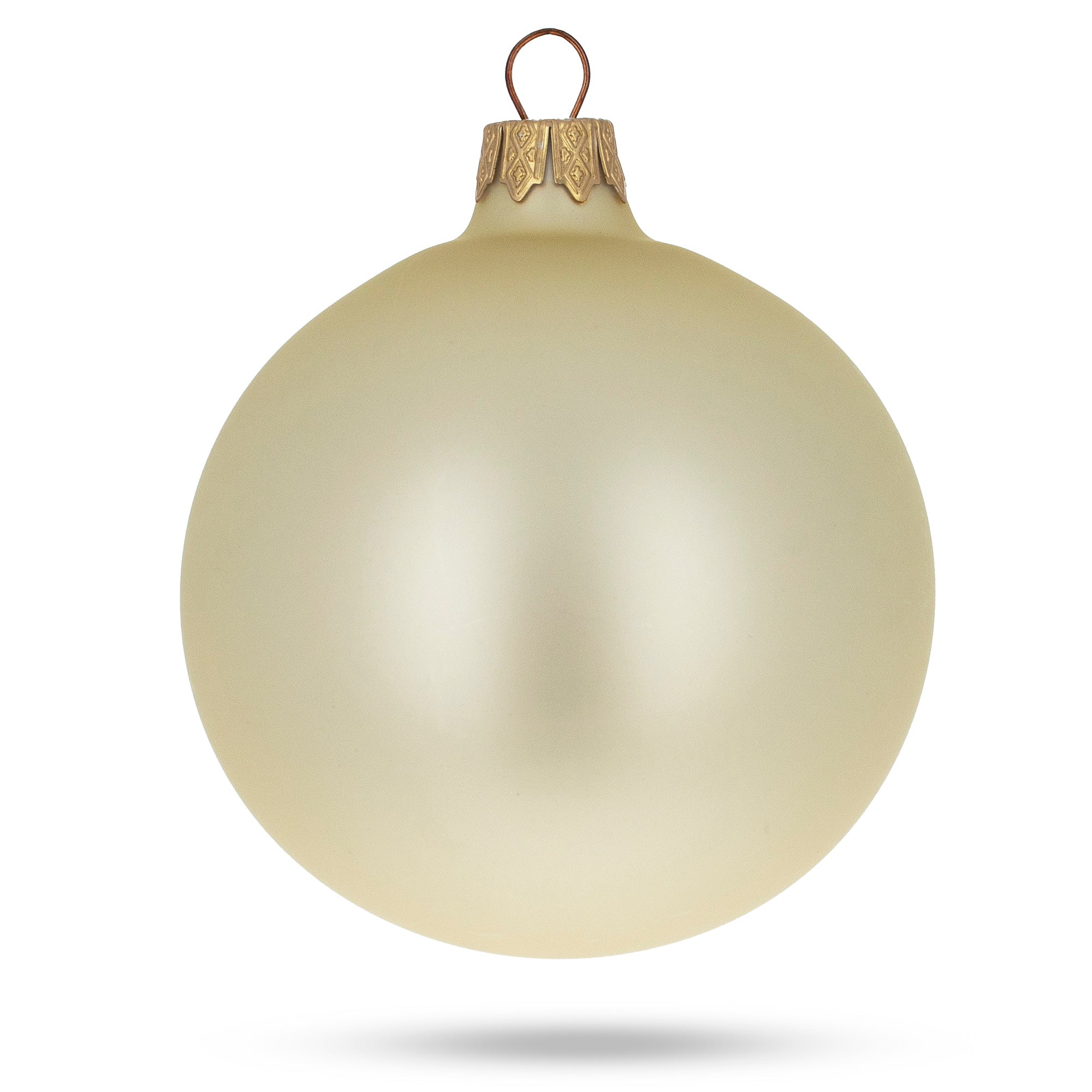 Set of 6 Beige Glass Ball Christmas Ornaments 3.25 Inches BestPysanky