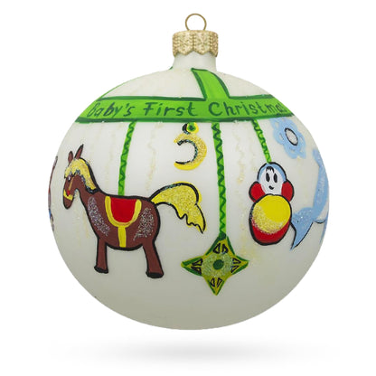 Toy Mobile Glass Ball Baby's First Christmas Ornament 4 Inches