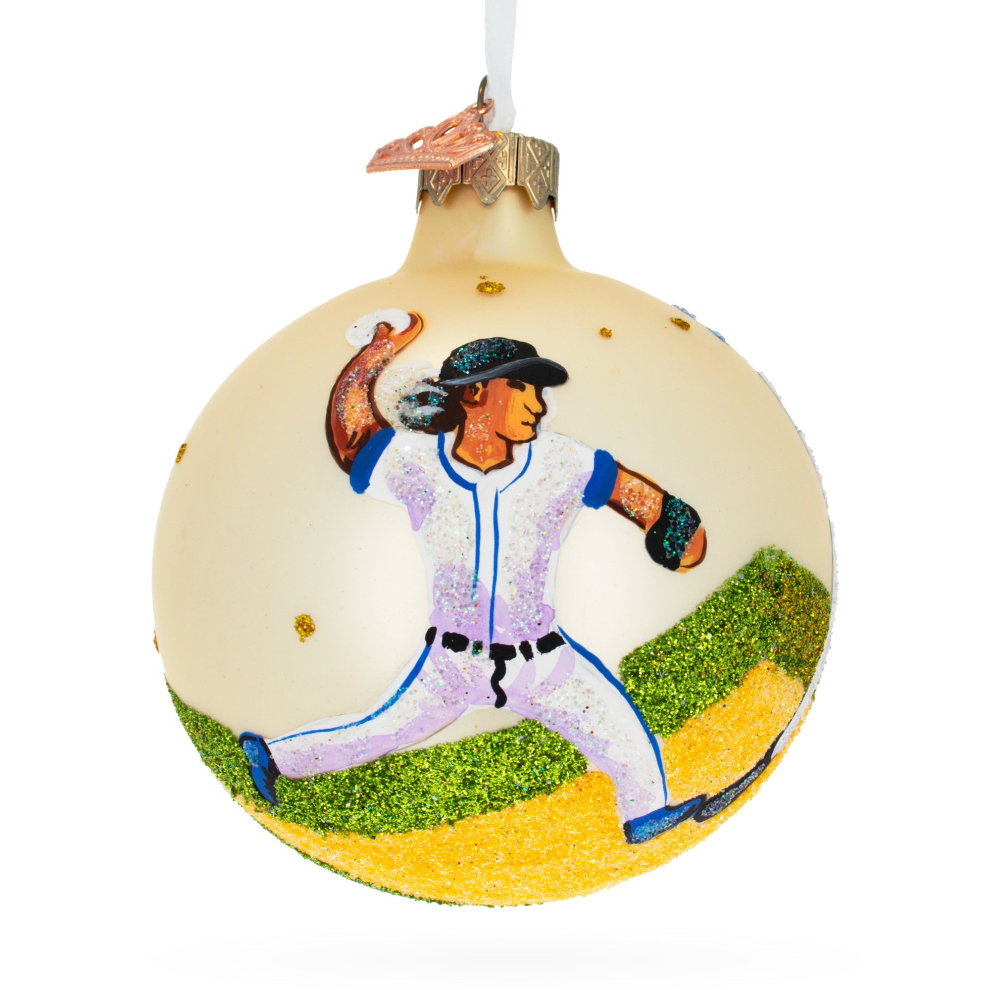 Baseball Glass Ball Christmas Ornament 3.25 Inches