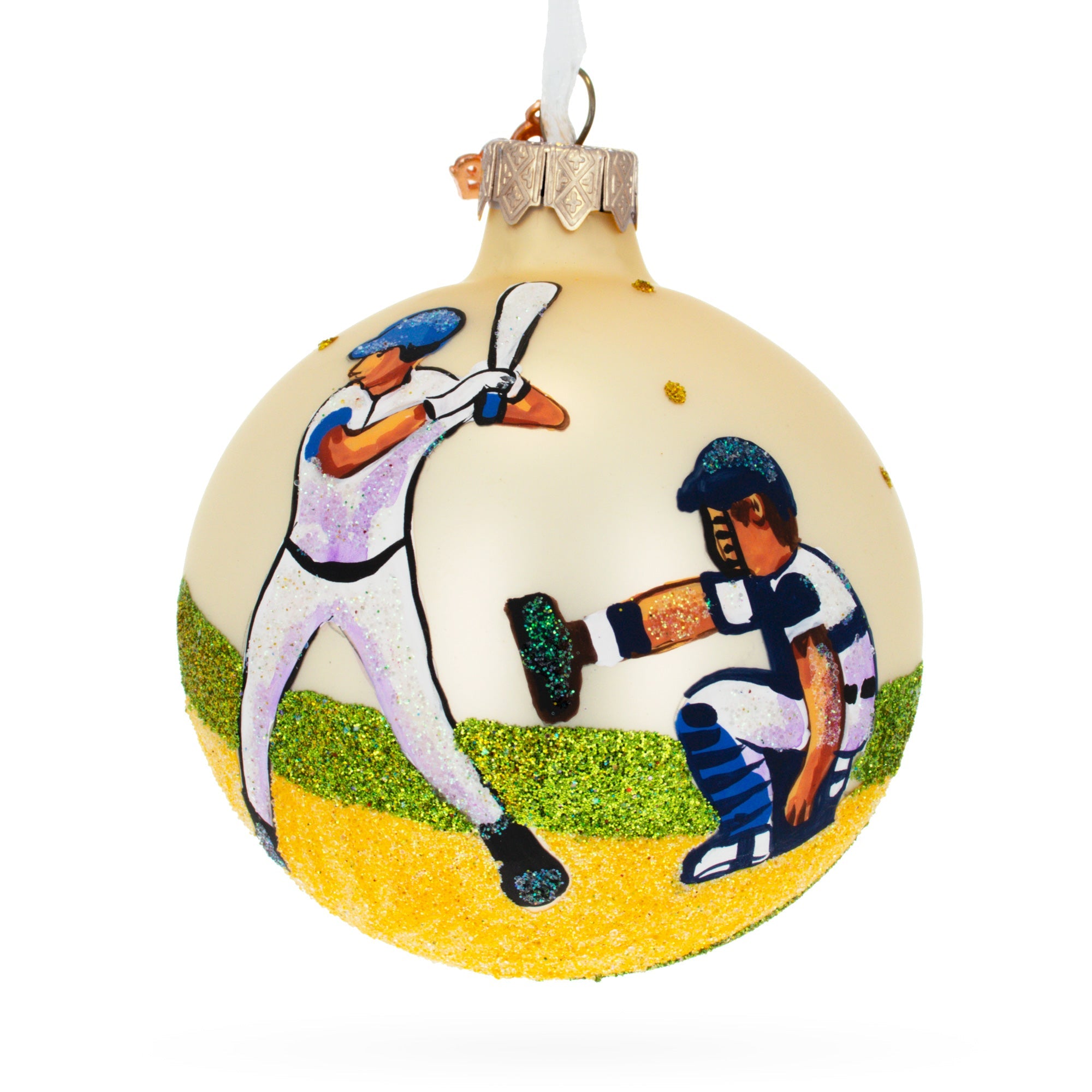 Baseball Glass Ball Christmas Ornament 3.25 Inches