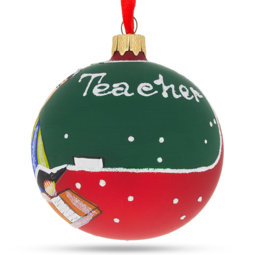 The Teacher Glass Ball Christmas Ornament 3.25 Inches