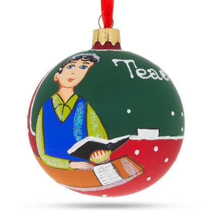 The Teacher Glass Ball Christmas Ornament 3.25 Inches