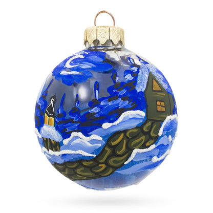 Snowman Couple Glass Ball Christmas Ornament 3.25 Inches