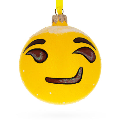 Sly Smirking Facial Expressions Glass Ball Christmas Ornament 3.25 Inches