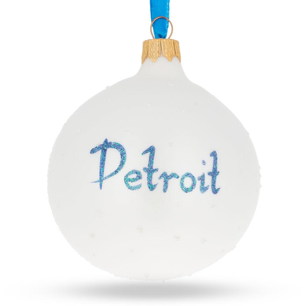 Detroit, Michigan Glass Ball Christmas Ornament 3.25 Inches