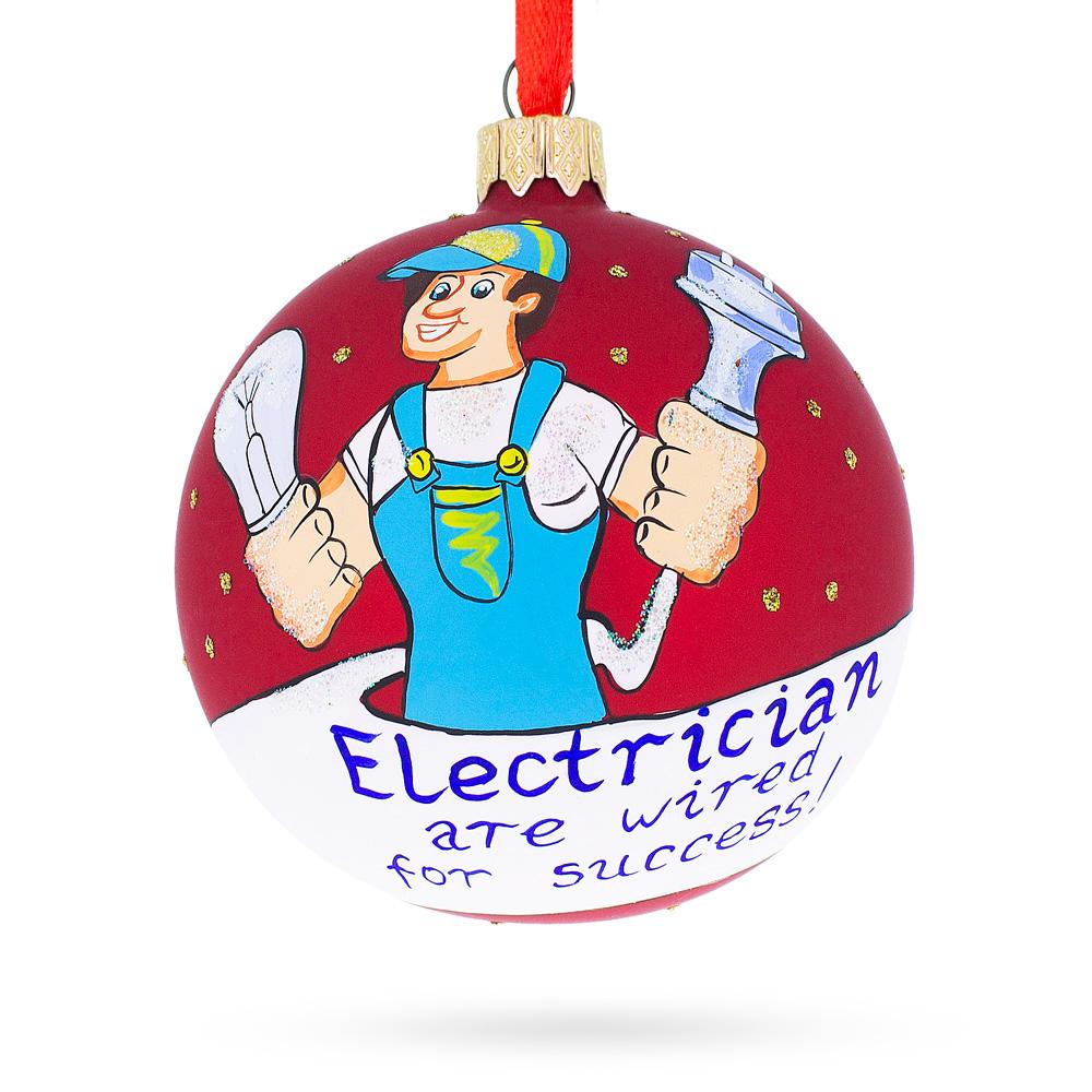 Skilled Electrician with Tools - Glass Ball Christmas Ornament 3.25 Inches